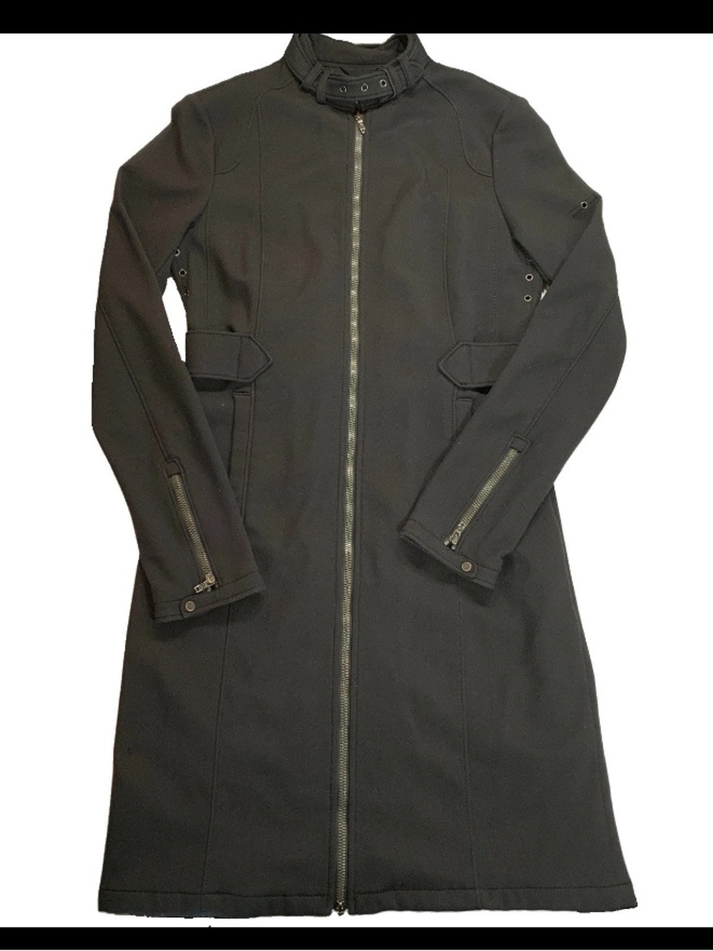 Victorinox Swiss Army Trench Coat Womens Size 6 Black Belted Utility Cyber Goth